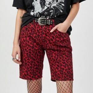 Victorious Shorts Red Leopard Skater Punk Grunge Goth Glam Unisex 38